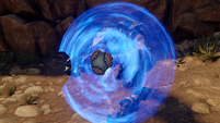 Штурмовик киг-яров укрывается за щитом в Halo 5: Guardians.