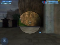 Двукратный телескопический прицел магнума M6D в Halo: Combat Evolved.