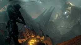 Джон-117 идет по обломкам «Вперед к рассвету».