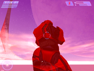 A player can injure themself by firing upward while crouched under the water.