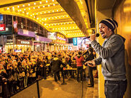 Ham4Ham event at stagedoor (front: Lin-Manuel Miranda)