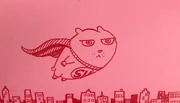 The doodle of the superhero hamster that would eventually lead to the creation of Hamster & Gretel.