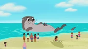 The Giant Otter, reunited with its normal-sized parents.