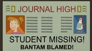 The school paper article detailing Christine's disappearance, and the Bantam being blamed for it.