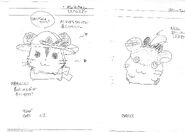Early model sheet (featuring the "Miss Hamster" name), alongside Barrette