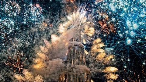Full Leight Dubai New Year's Eve 2014 Guiness World Records Fireworks HD 1080p 3D