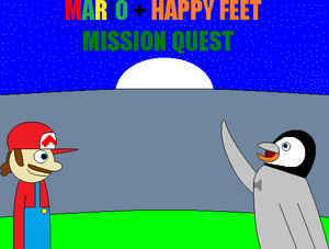 Mario and Happy Feet Mission Quest poster