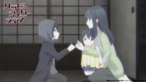 Asahi and Yuuna promising to keep Shio safe