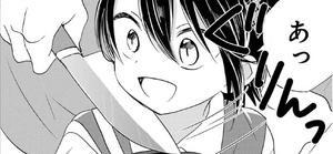 Shio moving towards the knife