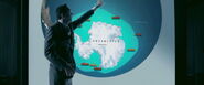 A man showing a suggest on the map of Antarctica