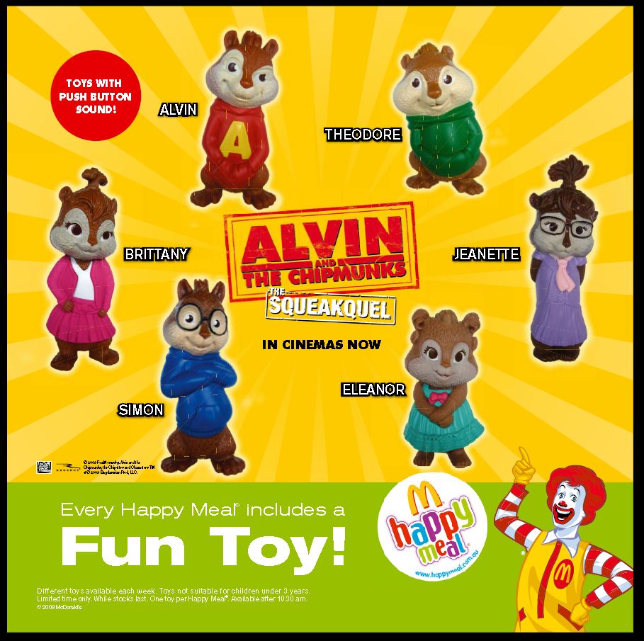Alvin and the Chipmunks: The Squeakquel (McDonald's, 2009), Kids Meal Wiki