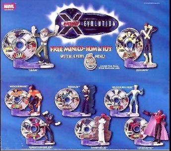 Burger King 2001 Marvel xMen X-Men Evolution 6 toy+CD NO Mystique,Nightcrawler 