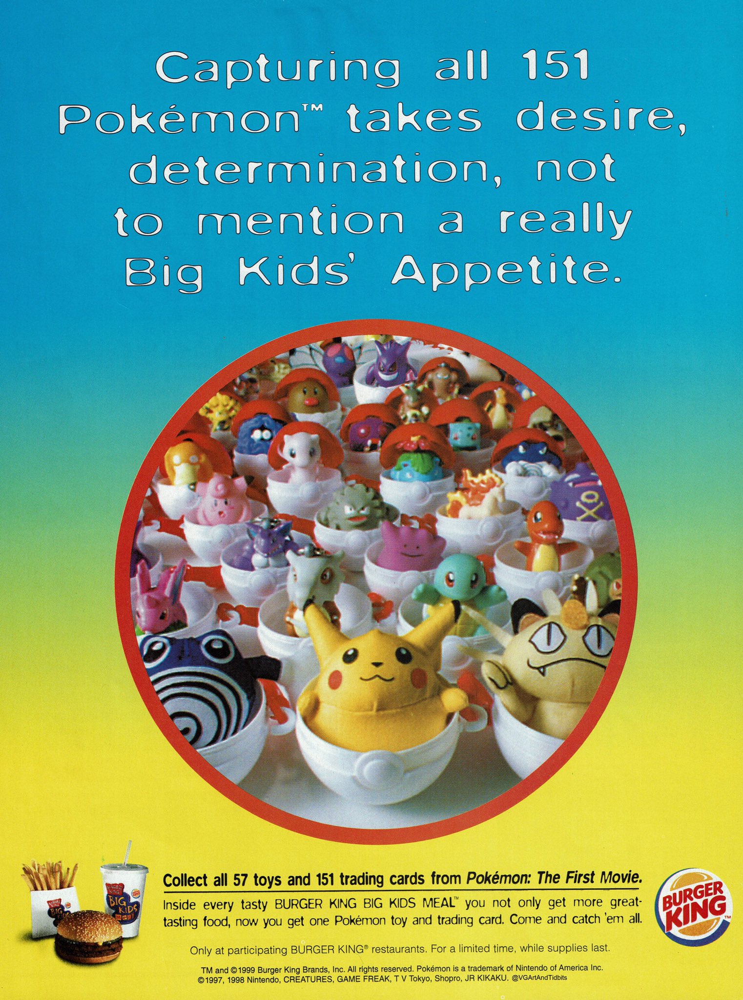 1999 Burger King Pokemon POLIWRATH WATER SQUIRTER Kids Meal Toy 