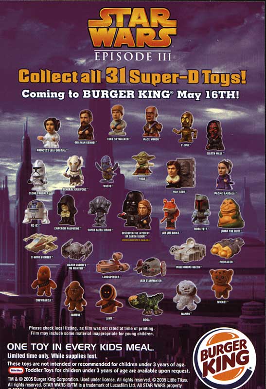 Darth Vader 2005 Star Wars Complete the Saga Burger King Toy