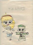 Artwork of Tia and Flippy.