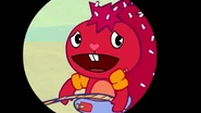 Flaky nervously laughing at the viewers, after failing to save Cuddles.