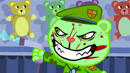 Flippy has blood on his face before Nutty's head explodes.