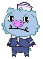 Truffles wears a sailor uniform.