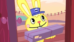 Cuddles as a delivery boy.