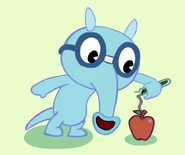 Sniffles uses his growth formula on an apple (Goof: he doesn't have his pocket protector).