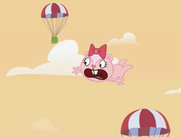 Hopefully she'll be able to catch one of Lumpy's parachutes.