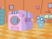 The exterior of the time machine, a converted washing machine.