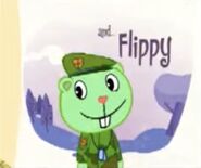 Flippy standing and looking towards the screen.