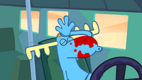 Goof: Some blood briefly disappears off Lumpy's body.