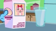Giggles in her old design on the side of a milk carton in Junk in the Trunk.