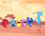 August 2005 calendar wallpaper, using a "From A to Zoo" image. These characters, plus Nutty, would "Take a Hike" later on.