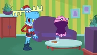 Here he has Santa's suit and belt.