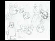 More sketches of the scrapped bear character.