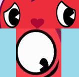 Flaky's eyes as normal Pac-man eyes, and dilated, reverse Pac-Man eyes.