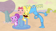 The kids are playing in a merry-go-round with Lumpy.