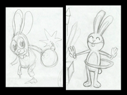Some early concept arts of Cuddles.