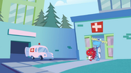 Flaky leaving the hospital in Party Animal.