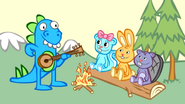 The early versions of Lumpy (the dinosaur), Giggles (the squirrel), Cuddles (the rabbit), and Toothy (the beaver)