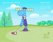 August 2010 calendar wallpaper, which might or might not be for National Golf Month.