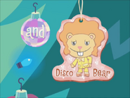 Disco Bear dances for the audience.