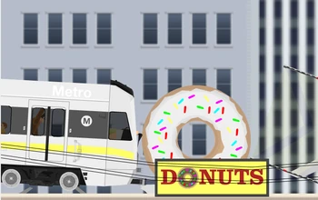 Knocking over the doughnut.