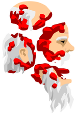 Santa Claus's broken head pieces.