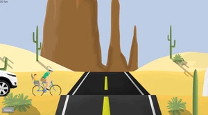 Being chased by the SUV.