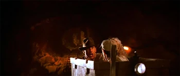 The scene from Indiana Jones and the Temple of Doom, where Explorer Guy is based from.