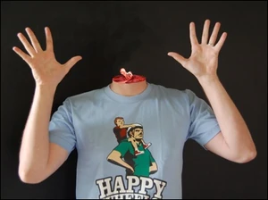 Another fan-made blood gester on the head with the person wearing a T-Shirt.