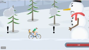 The first snowman attack: Dropping giant boulders.