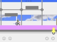 Speeding past the falling blocks.