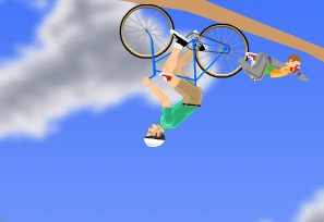 Notice how the child's seat "Falls behind" the back wheel but it does not detach.