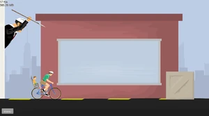 Evil Segway Guy throwing a spear.