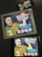 Happy Wheels on iOS, as shown on an iPod, iPad, and iPad Mini.