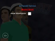 The advanced options with the "show blood/gore" option un-checked.